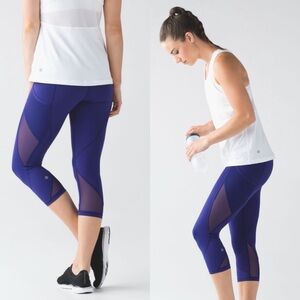 Lululemon Fast As Light Crop Leggings Emperor Blue Size 4